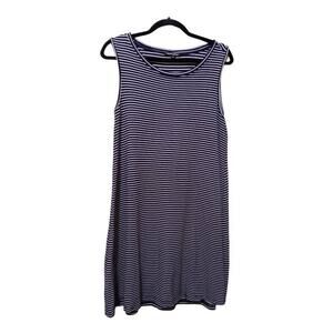 Hilary Radley sleeveless striped dress blue and white.